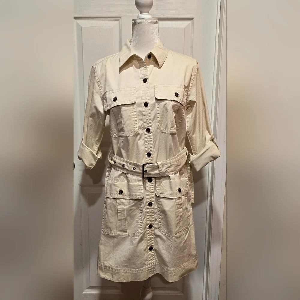 Banana Republic Heritage Expedition Cream Belted Dress